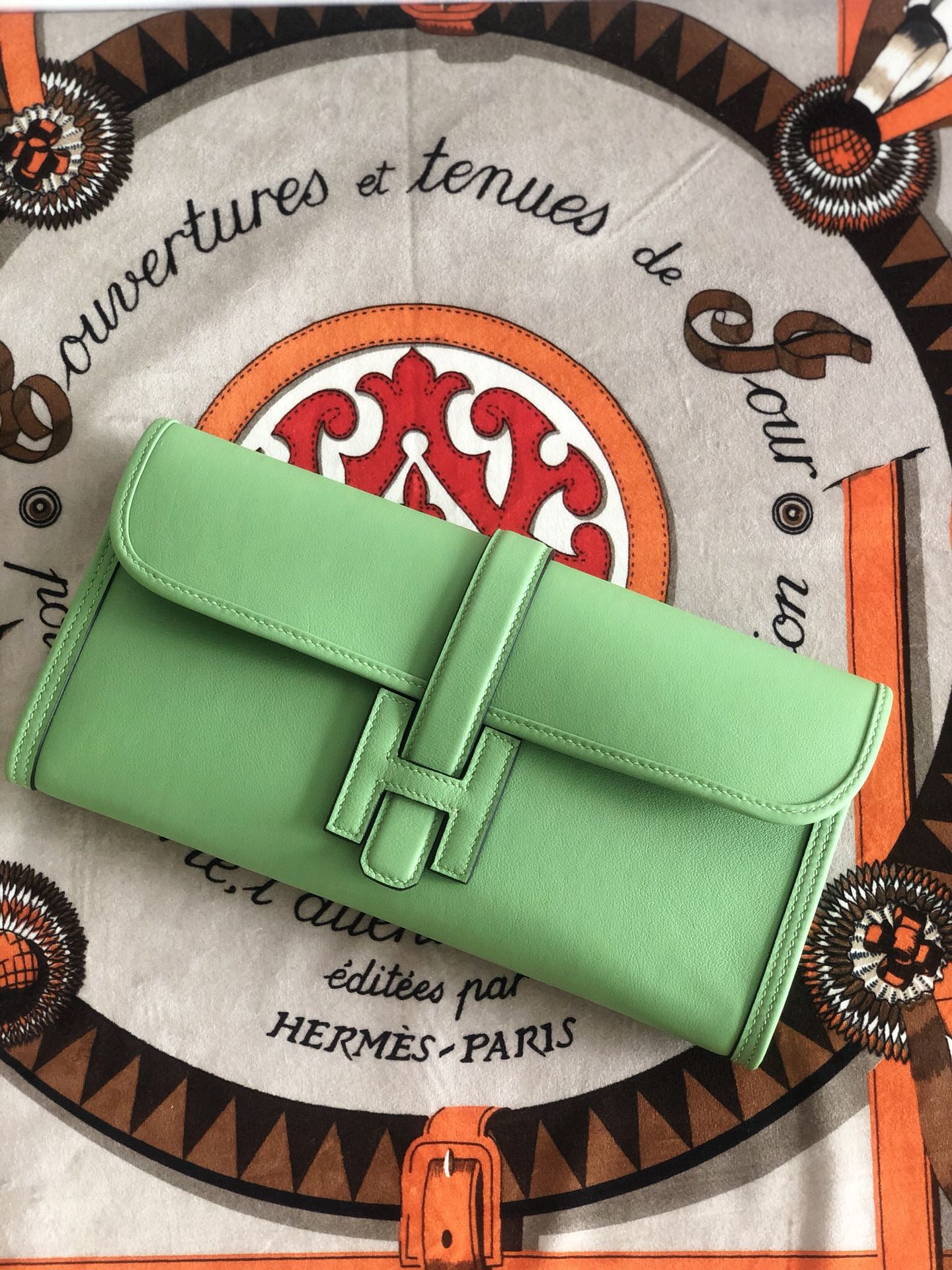 에르메스 지제 엘란29 아보카도그린 스위프트 송아지가죽 내부 양가죽